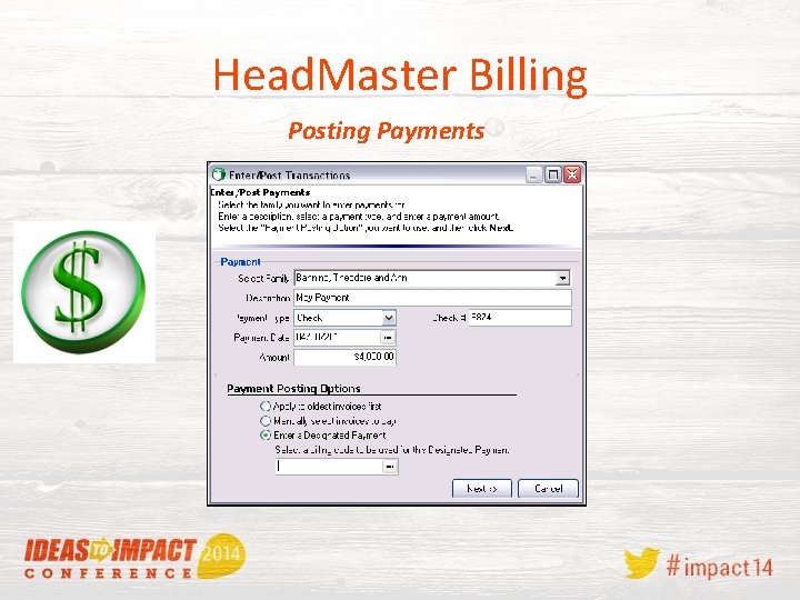Head. Master Billing Posting Payments 