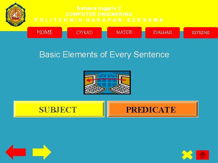 Bahasa Inggris 2 COMPUTER ENGINERING POLITEKNIK HARAPAN BERSAMA HOME CP/KAD MATERI EVALUASI Basic Elements