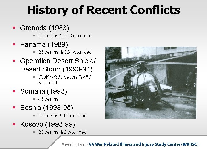 History of Recent Conflicts § Grenada (1983) § 19 deaths & 116 wounded §