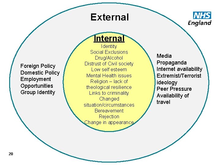 External Internal Foreign Policy Domestic Policy Employment Opportunities Group Identity 20 Identity Social Exclusions