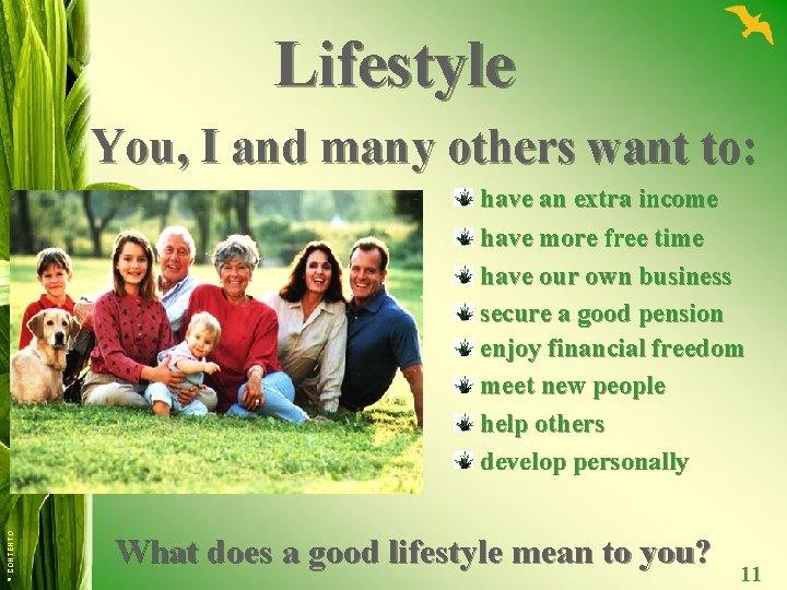 Lifestyle You, I and many others want to: © CONTENTO have an extra income