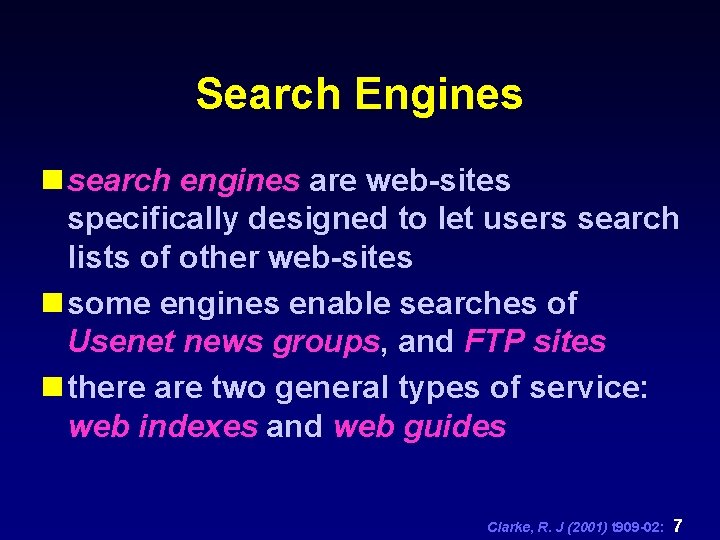 Search Engines n search engines are web-sites specifically designed to let users search lists