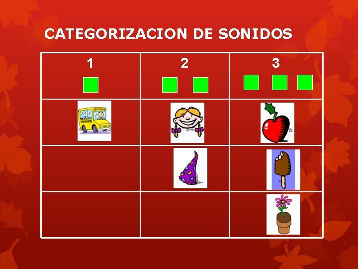 CATEGORIZACION DE SONIDOS 1 2 3 