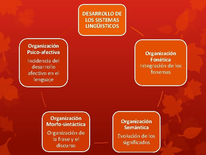DESARROLLO DE LOS SISTEMAS LINGÜISTICOS Organización Psico-afectiva Incidencia del desarrollo afectivo en el lenguaje