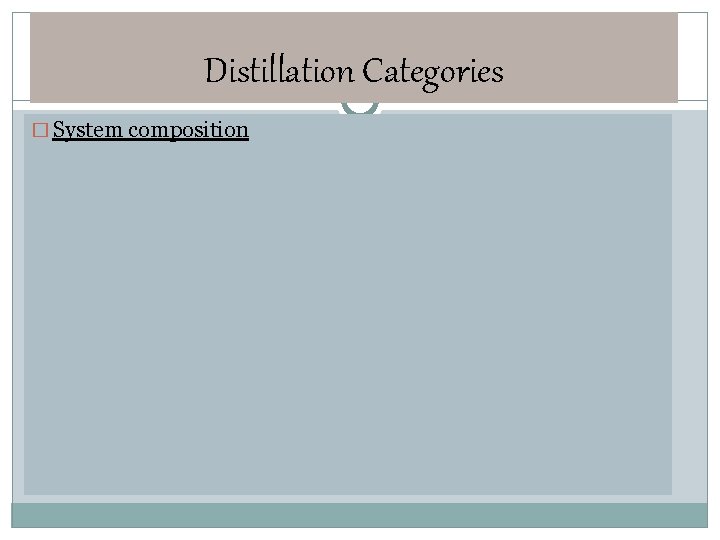 Distillation Categories � System composition 