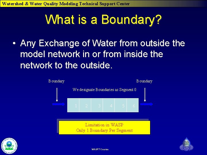 Watershed & Water Quality Modeling Technical Support Center What is a Boundary? • Any