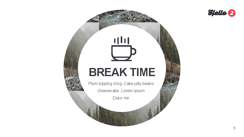 BREAK TIME Plum topping icing. Cake jelly beans cheesecake. Lorem ipsum Dolor mir 5