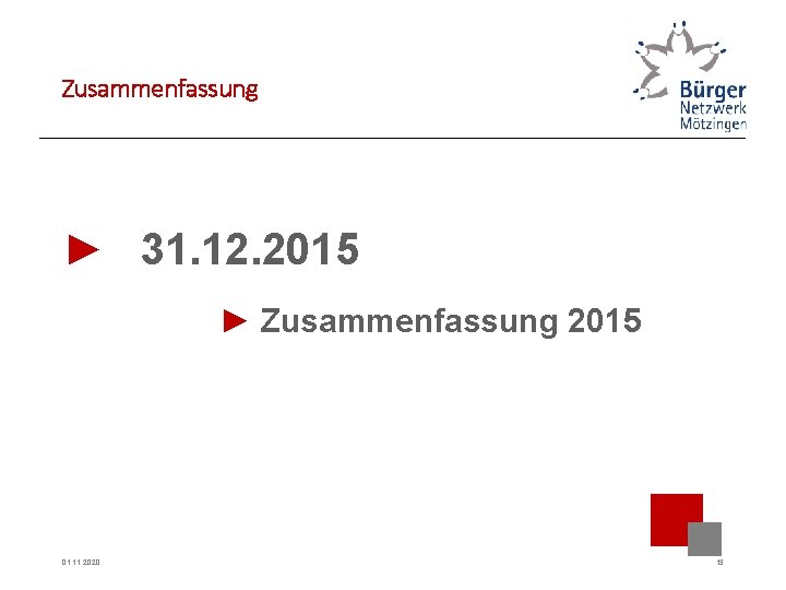 Zusammenfassung ► 31. 12. 2015 ► Zusammenfassung 2015 01. 11. 2020 13 