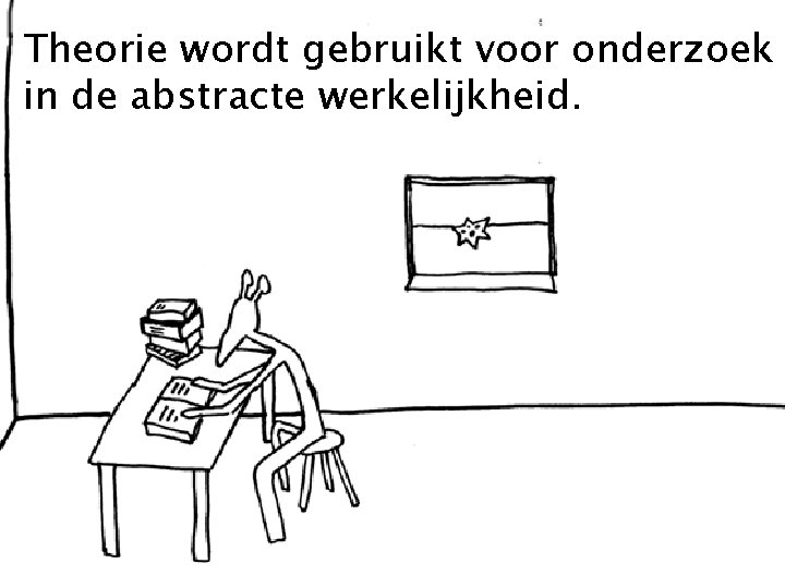 Theorie wordt gebruikt voor onderzoek in de abstracte werkelijkheid. 