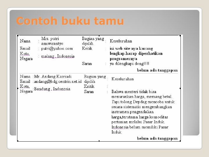 Contoh buku tamu 