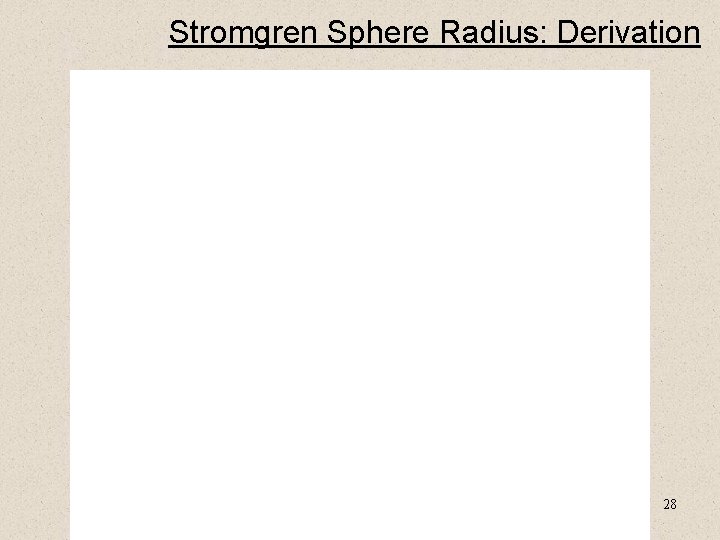 Stromgren Sphere Radius: Derivation 28 