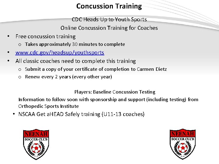 Concussion Training CDC Heads Up to Youth Sports Online Concussion Training for Coaches •