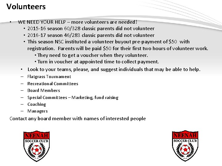 Volunteers • WE NEED YOUR HELP – more volunteers are needed! • 2015 -16