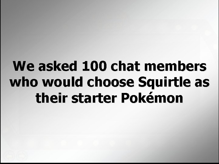 We asked 100 chat members who would choose Squirtle as their starter Pokémon 
