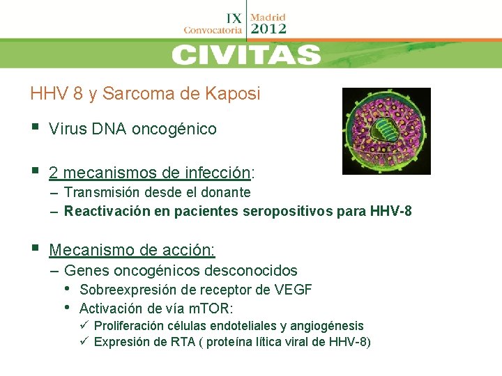 HHV 8 y Sarcoma de Kaposi § Virus DNA oncogénico § 2 mecanismos de