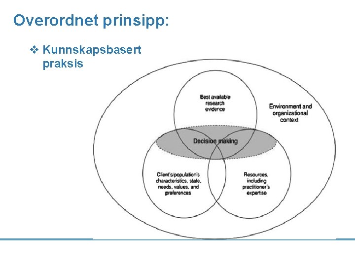 Overordnet prinsipp: v Kunnskapsbasert praksis 