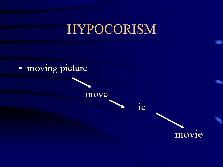 HYPOCORISM • moving picture move + ie movie 