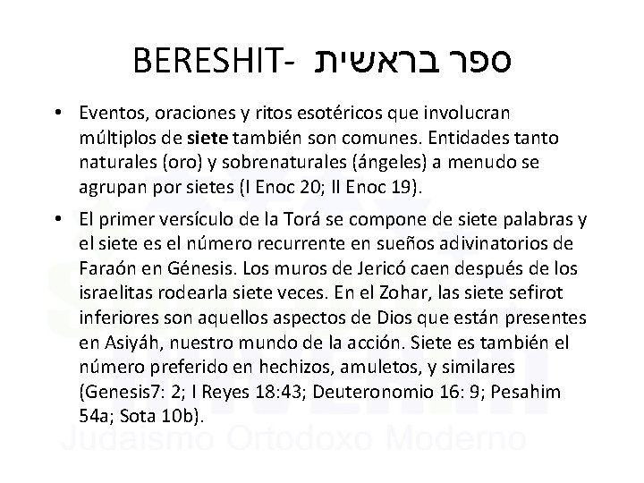 BERESHIT- בראשית ספר • Eventos, oraciones y ritos esotéricos que involucran múltiplos de siete