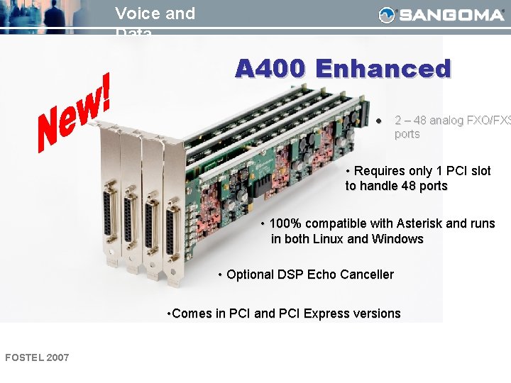 Voice and Data A 400 Enhanced l 2 – 48 analog FXO/FXS ports •