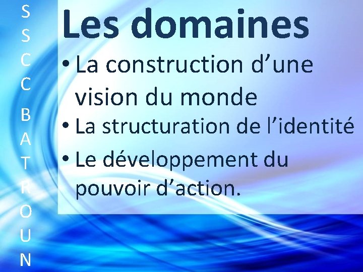 S S C C Les domaines B A T R O U N •