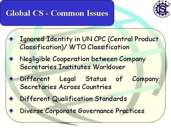Global CS - Common Issues Ignored Identity in UN CPC (Central Product Classification)/ WTO