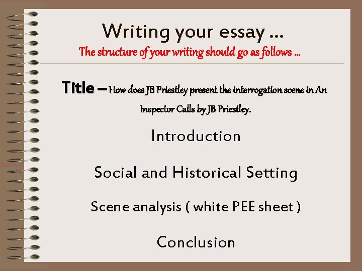 Writing your essay … The structure of your writing should go as follows …