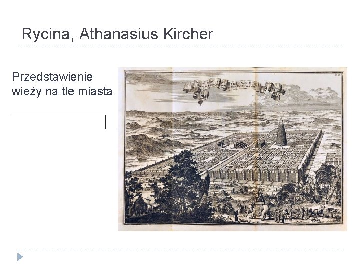 Rycina, Athanasius Kircher Przedstawienie wieży na tle miasta 