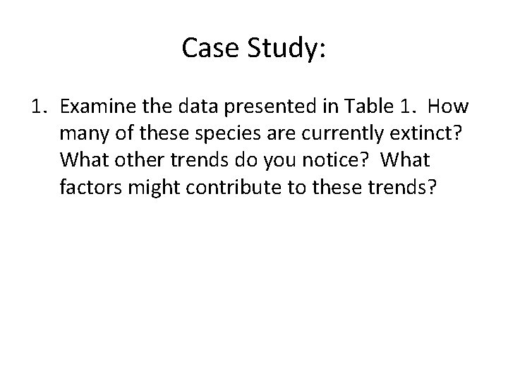 Case Study: 1. Examine the data presented in Table 1. How many of these