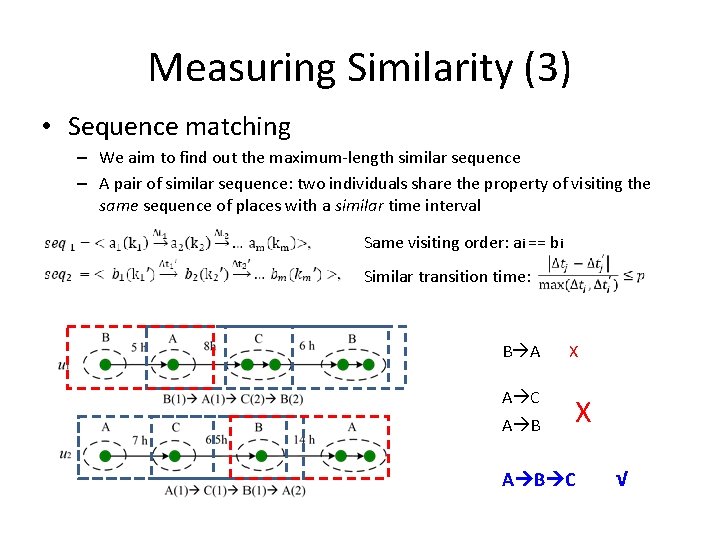 Measuring Similarity (3) • Sequence matching – We aim to find out the maximum-length