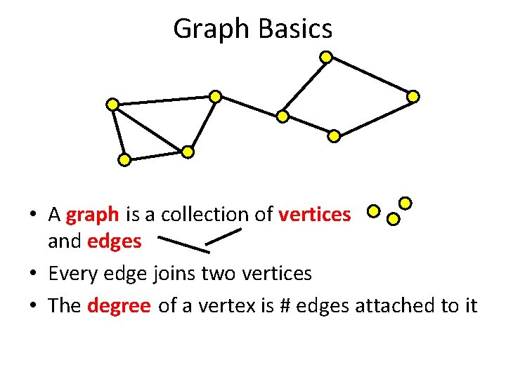 Graph Basics • A graph is a collection of vertices and edges • Every