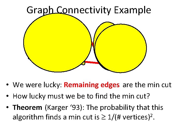 Graph Connectivity Example • We were lucky: Remaining edges are the min cut •