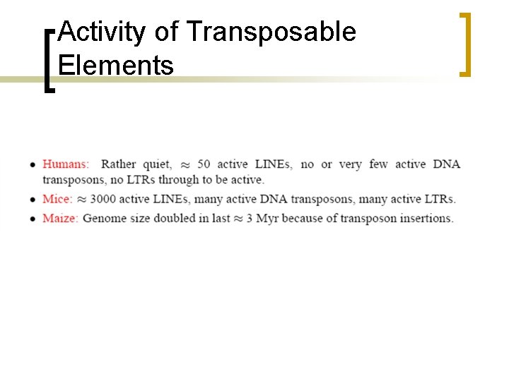 Activity of Transposable Elements 