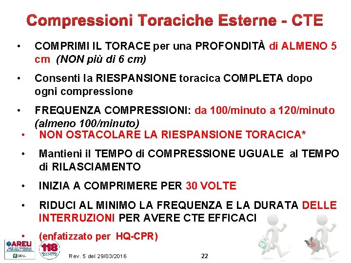  • COMPRIMI IL TORACE per una PROFONDITÀ di ALMENO 5 cm (NON più