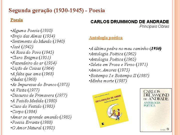 Segunda geração (1930 -1945) - Poesia • Alguma Poesia (1930) • Brejo das Almas