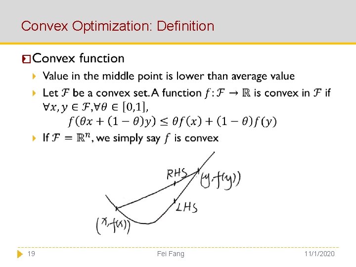 Convex Optimization: Definition � 19 Fei Fang 11/1/2020 