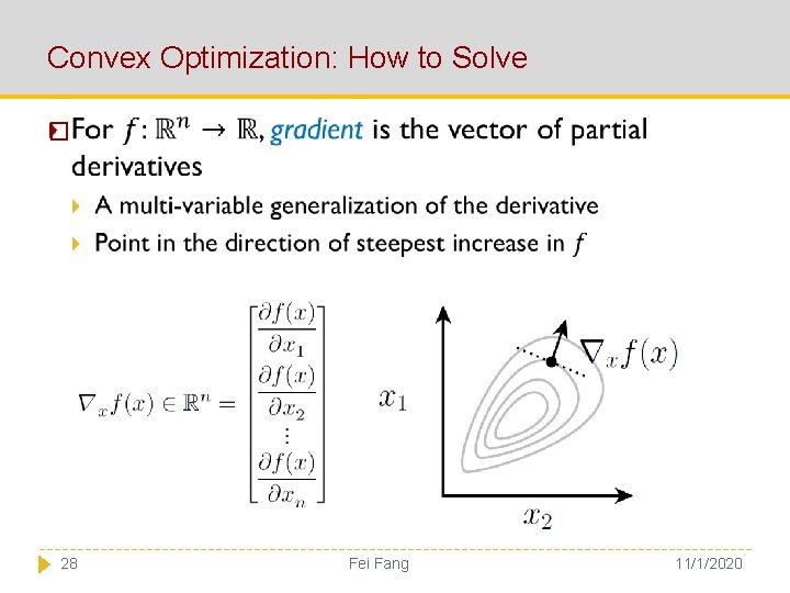Convex Optimization: How to Solve � 28 Fei Fang 11/1/2020 