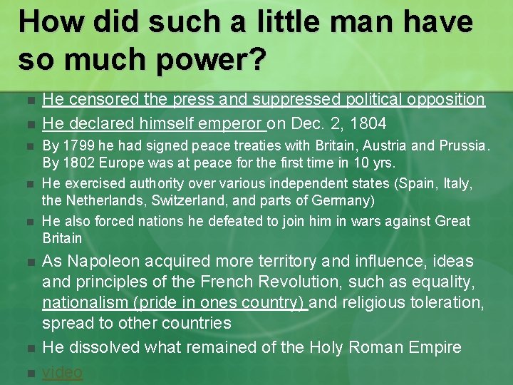 How did such a little man have so much power? n n n n