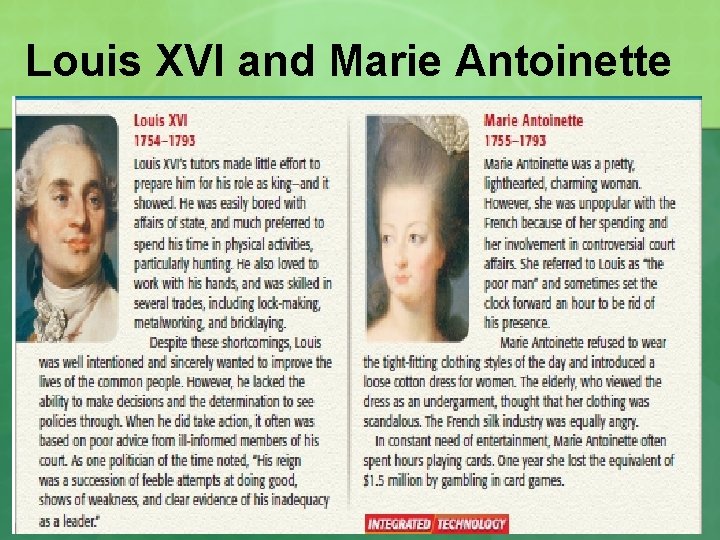 Louis XVI and Marie Antoinette 