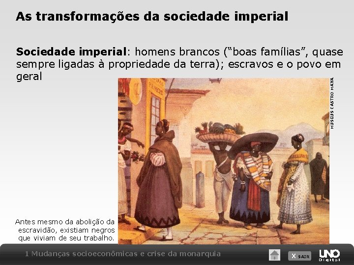 As transformações da sociedade imperial MUSEUS CASTRO MAYA Sociedade imperial: homens brancos (“boas famílias”,