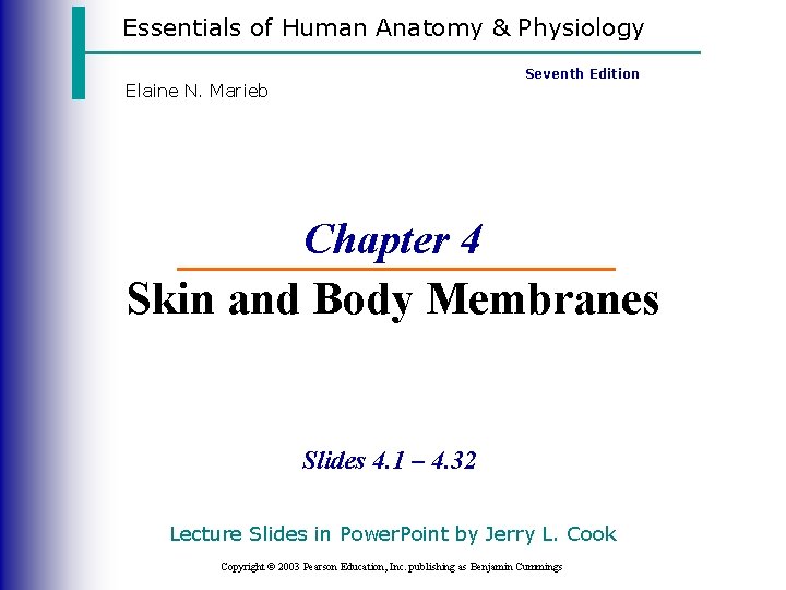Essentials of Human Anatomy & Physiology Seventh Edition Elaine N. Marieb Chapter 4 Skin