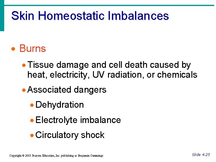 Skin Homeostatic Imbalances · Burns · Tissue damage and cell death caused by heat,