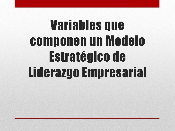 Variables que componen un Modelo Estratégico de Liderazgo Empresarial 