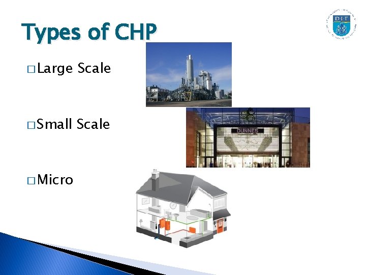 Types of CHP � Large Scale � Small Scale � Micro 