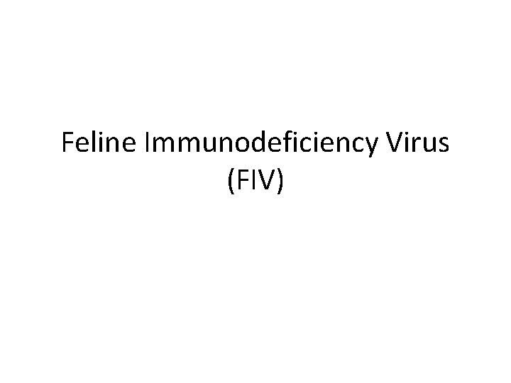 Feline Immunodeficiency Virus (FIV) 