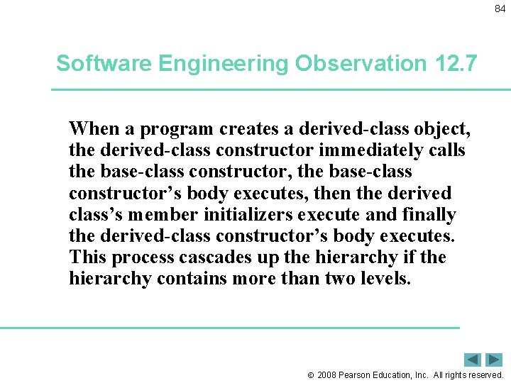 84 Software Engineering Observation 12. 7 When a program creates a derived-class object, the