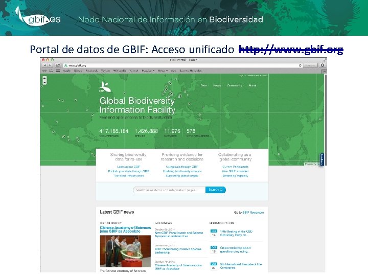 Portal de datos de GBIF: Acceso unificado http: //www. gbif. org 