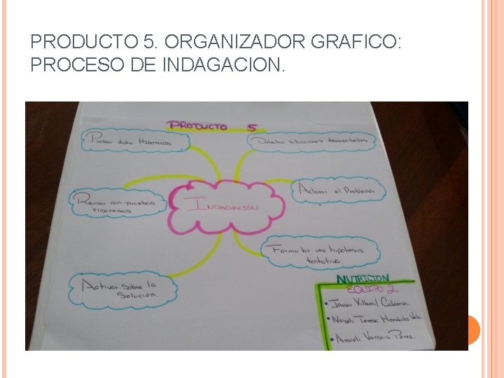 PRODUCTO 5. ORGANIZADOR GRAFICO: PROCESO DE INDAGACION. 