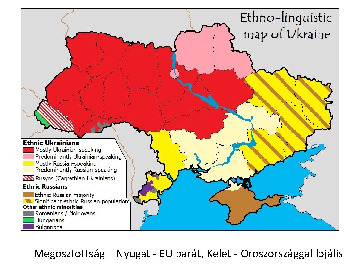 Megosztottság – Nyugat - EU barát, Kelet - Oroszországgal lojális 