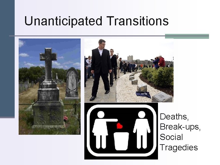 Unanticipated Transitions Deaths, Break-ups, Social Tragedies 
