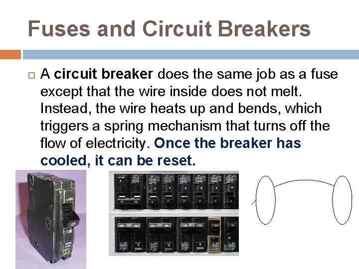 Fuses and Circuit Breakers A circuit breaker does the same job as a fuse